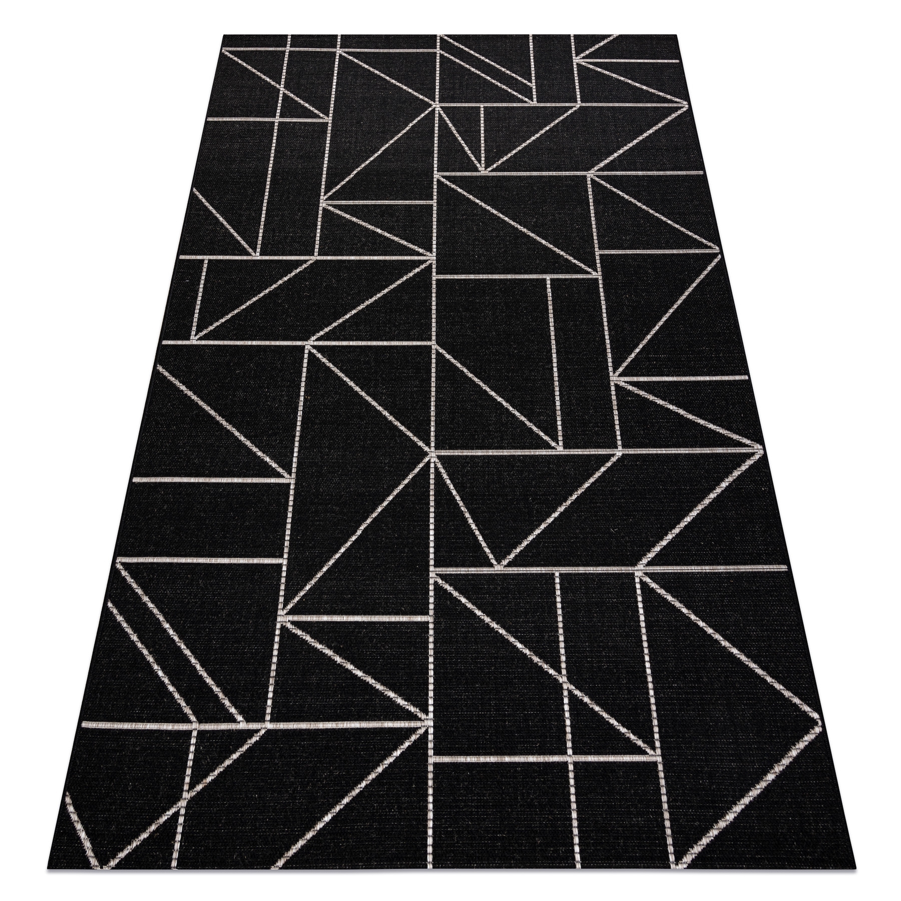 DYWAN SZNURKOWY SIZAL FLOORLUX 20605 black / silver TRÓJKĄTY, GEOMETRYCZNY czarny 200x290 cm