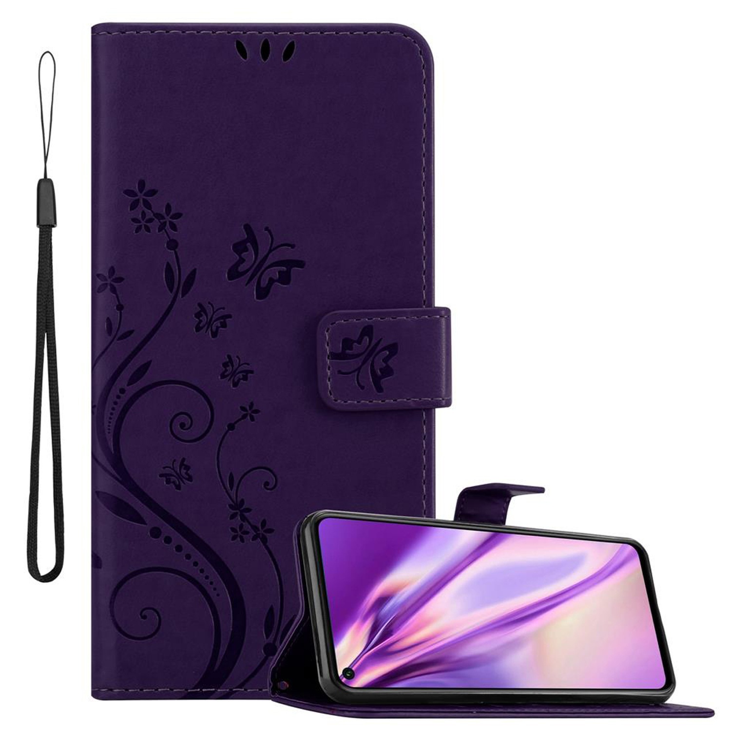 Etui Cadorabo do Honor 20 / 20S / Huawei NOVA 5T fioletowe etui ochronne etui ochronne etui na telefon komórkowy etui w kwiaty etui w kwiaty