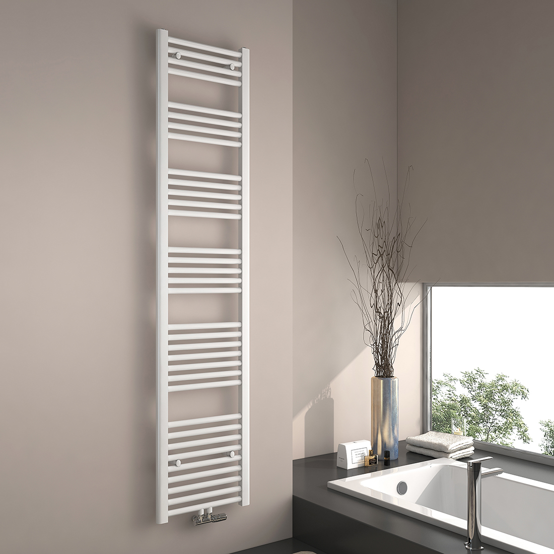 EMKE Grzejnik łazienkowy Suszarka do ręczników Grzejnik 40x180cm Moc 663 Watt Biały Grzejnik łazienkowy Ogrzewanie z podłączeniem środkowym
