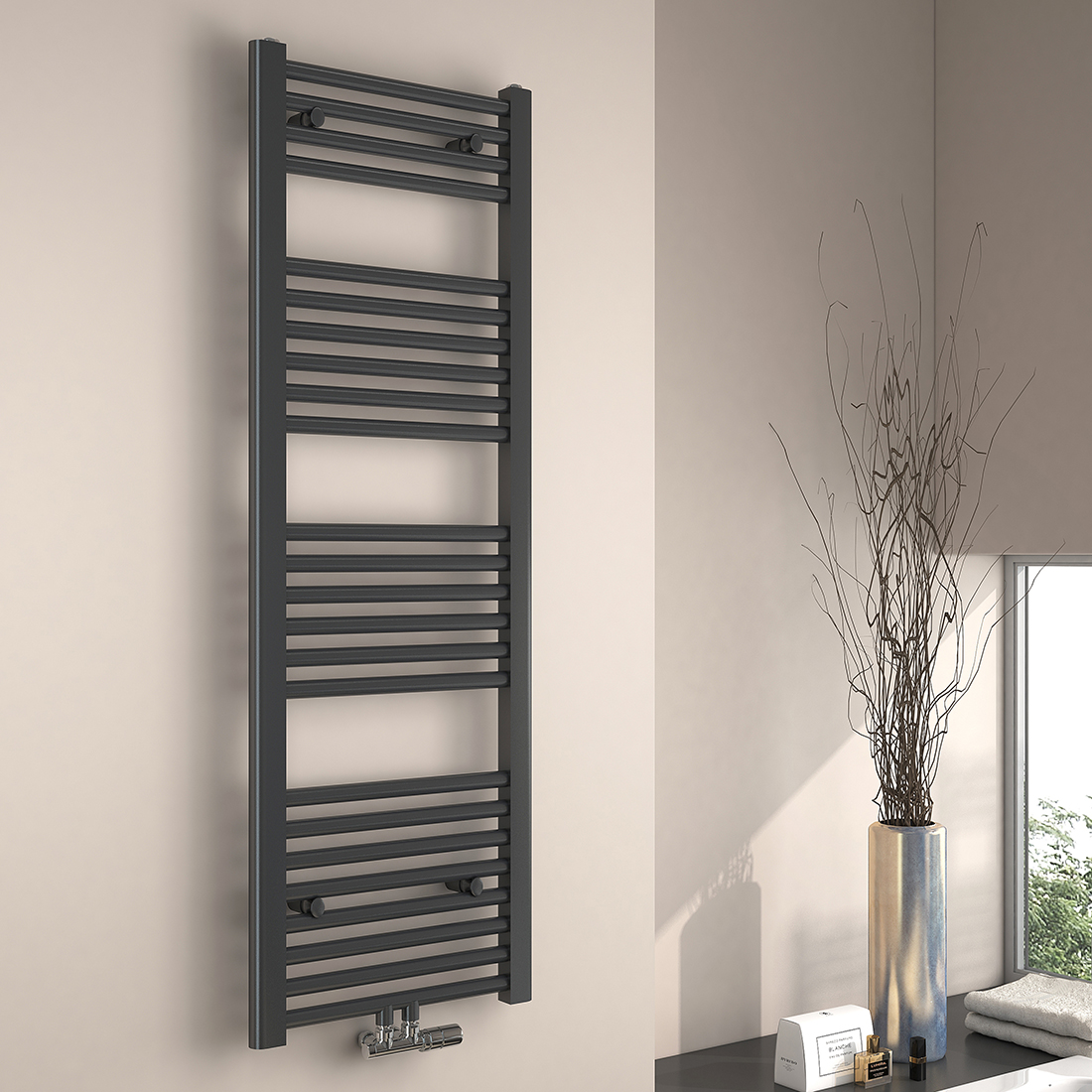 EMKE grzejnik łazienkowy suszarka na ręczniki grzejnik 40x120cm moc 458 W antracytowy grzejnik łazienkowy centralne podłączenie ogrzewanie