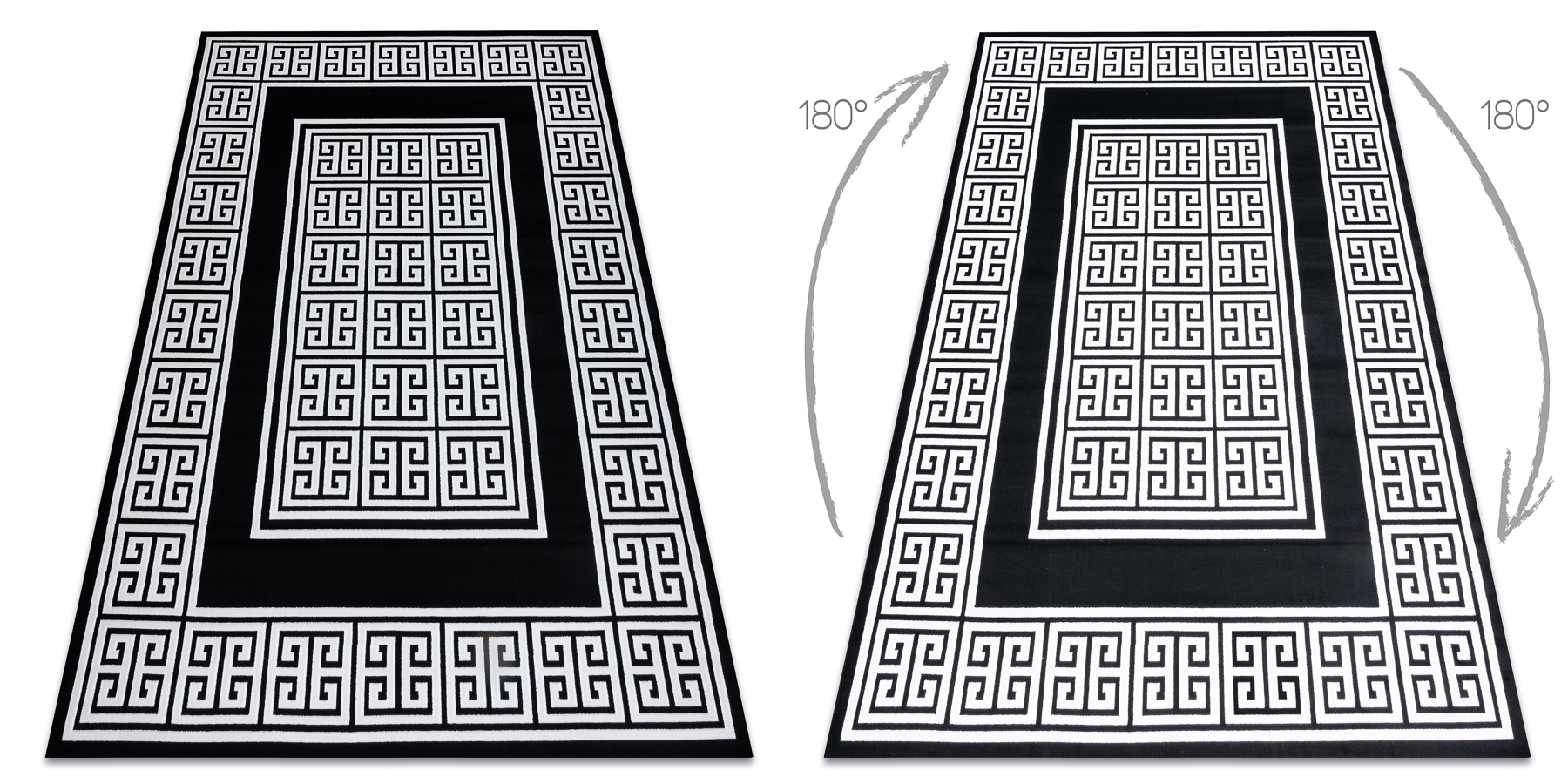 Dywan GLOSS nowoczesny 6776 85 stylowy, ramka, grecki klucz / kość słoniowa czarny 200x290 cm