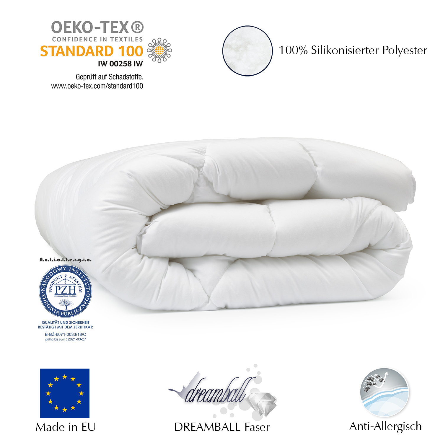 zestaw 1 kołdra home textiles 155x200 4 pory roku poszwa na kołdrę: 100% mikrofibra pościel dla alergików z certyfikatem Oeko-TEX wypełnienie: 1120g