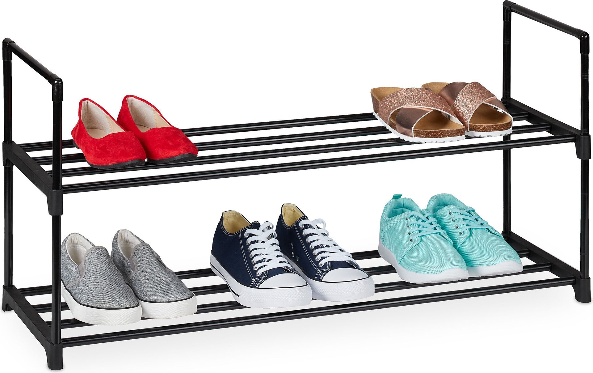 relaxdays Czarny metalowy stojak na buty