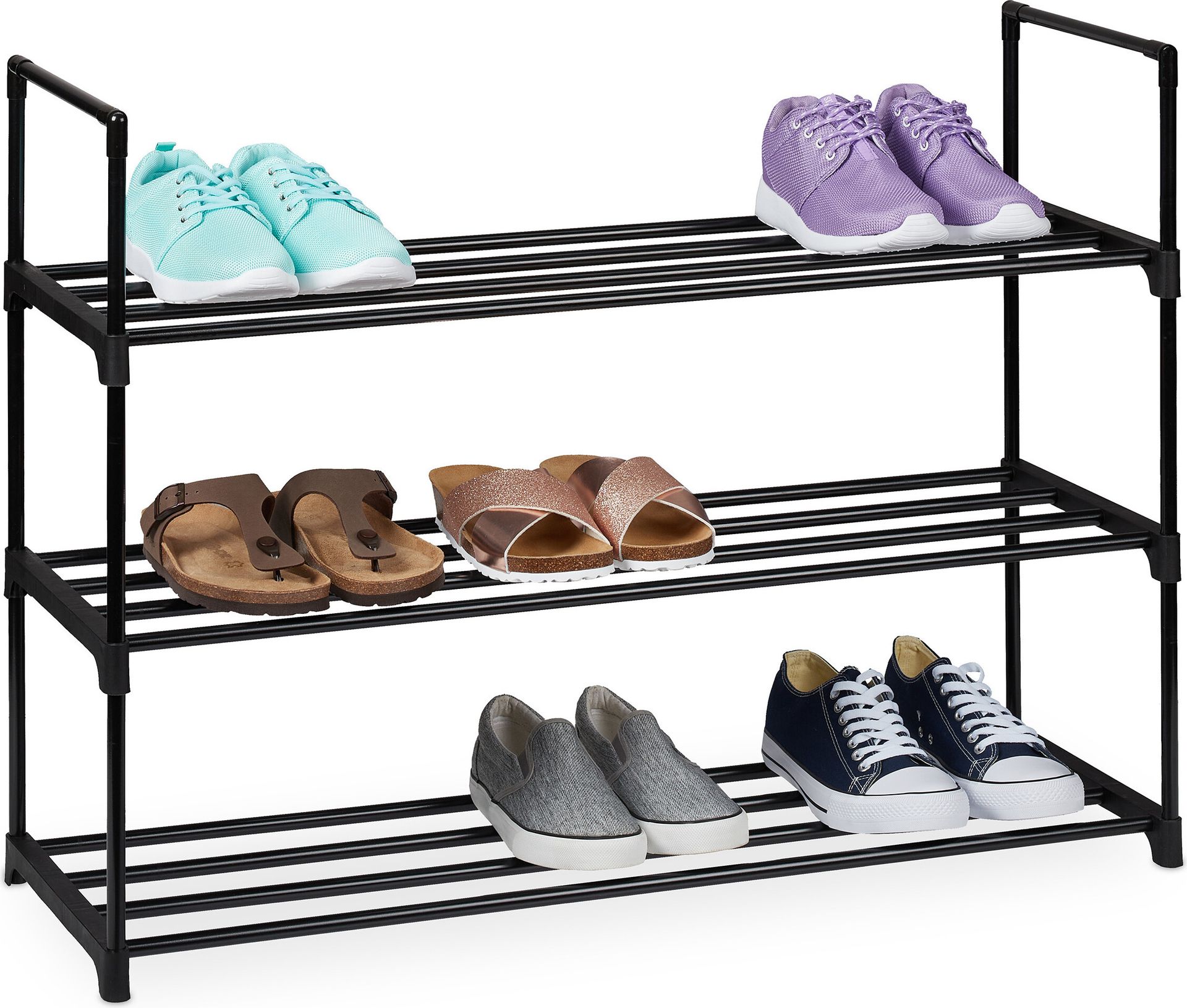 relaxdays Czarny metalowy stojak na buty
