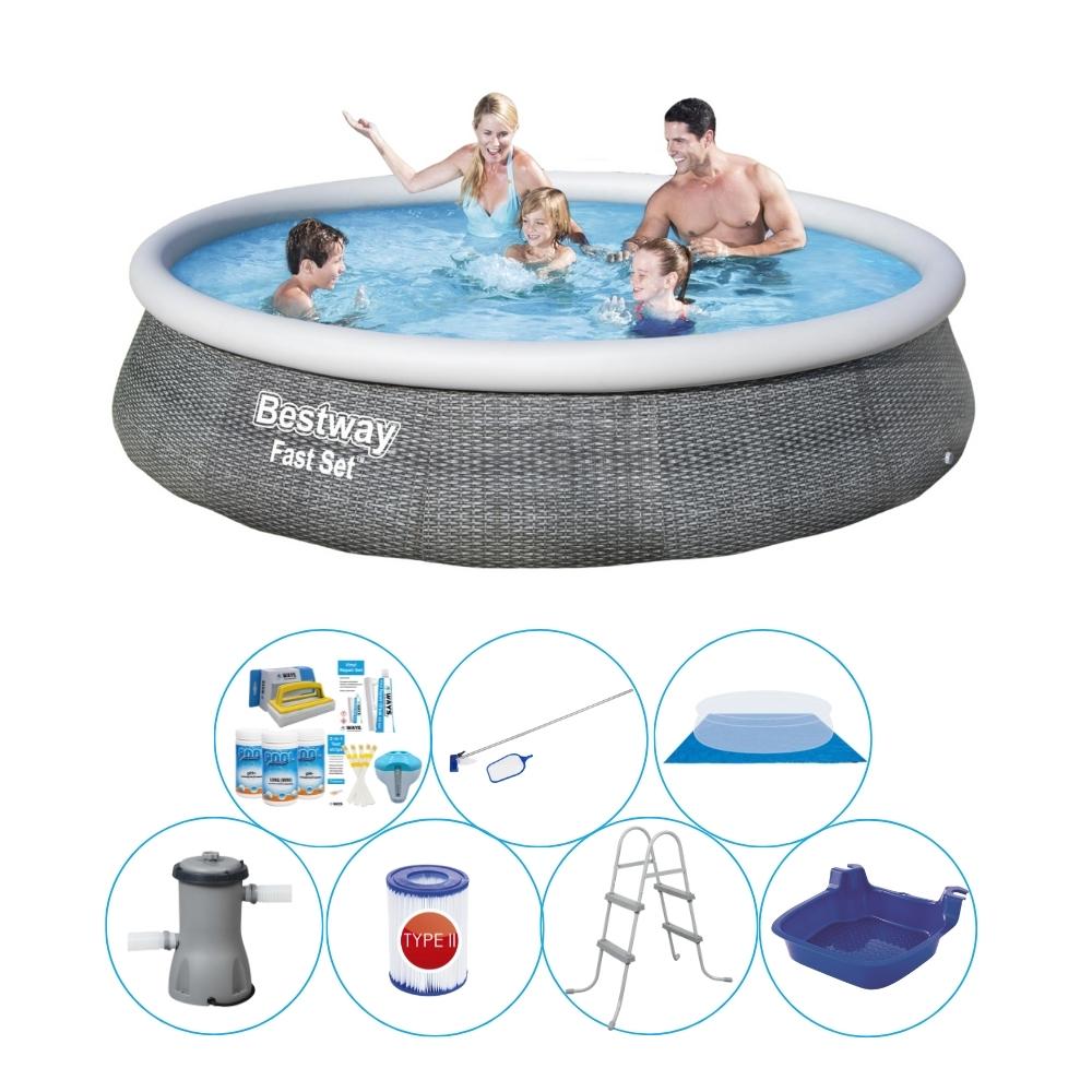 Basen Super Deal - Bestway Fast Set Rattan 396x84 cm Rund