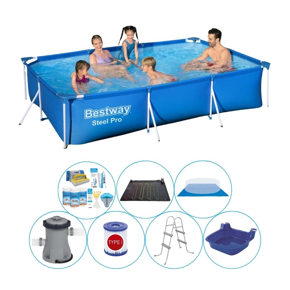 Bestway Steel Pro 300x201x66 cm Prostokątny - 8-częściowy - Basen wraz z akcesoriami