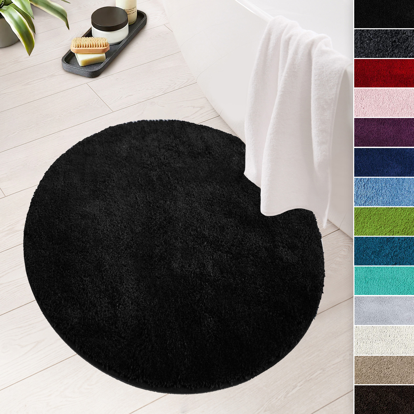 Dywanik kąpielowy Sky Soft Black o średnicy 95 cm