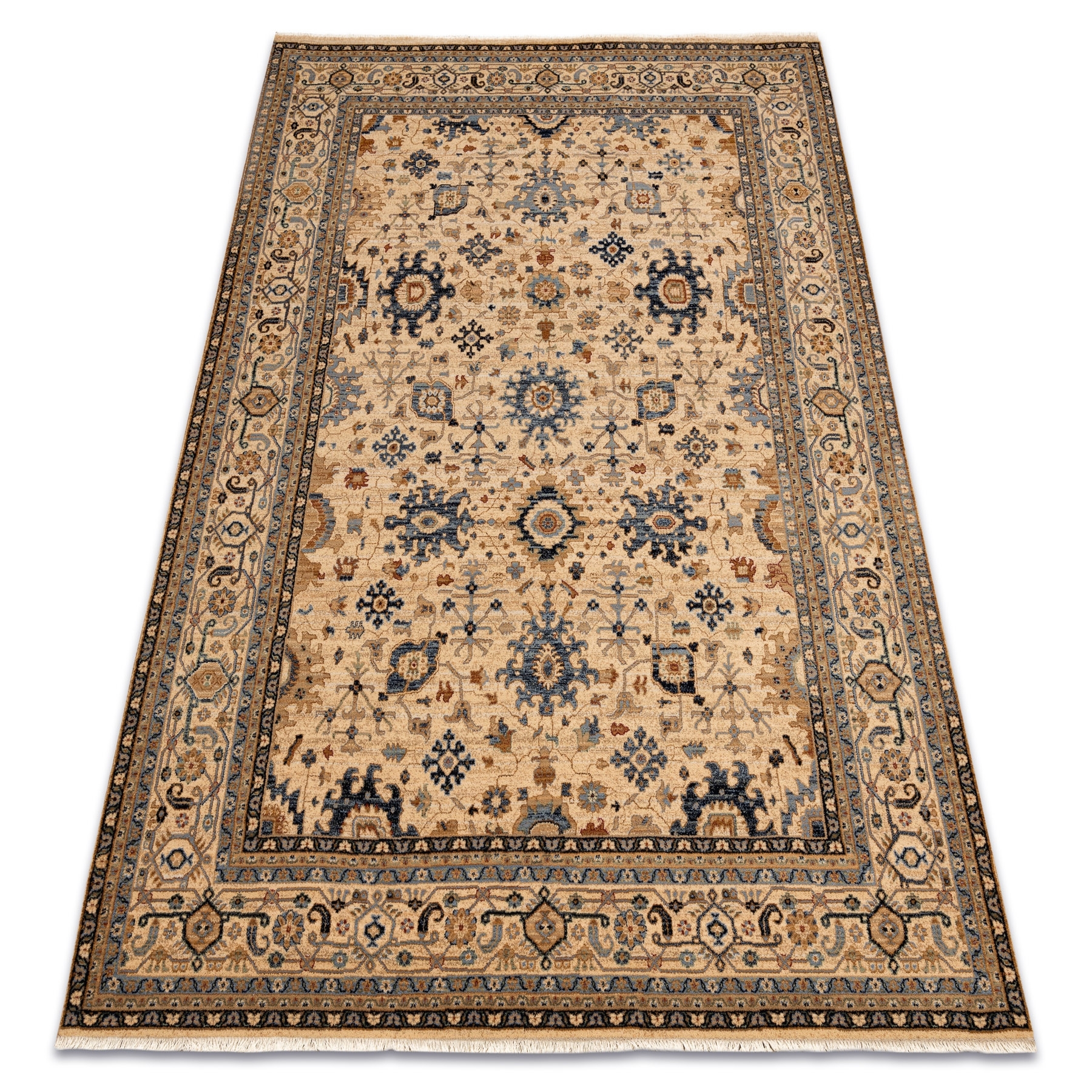 Dywan KESHAN Frędzle, orientalny klasyczny 7521/53555 beż / granat beżowy 200x290 cm