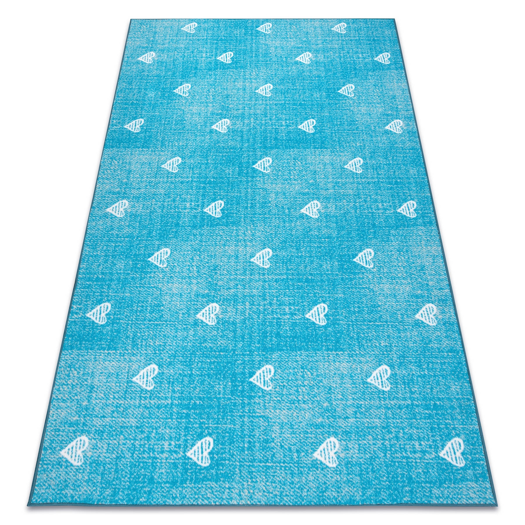 Dywan dla dzieci HEARTS Jeans przecierany serca, serduszka, dziecięcy - turkus niebieski 300x600 cm
