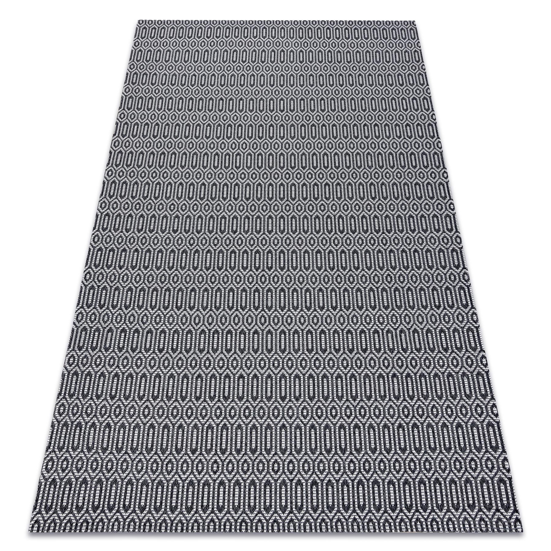 Dywan CASA Ekologiczny, EKO SIZAL Boho Oczka 22075 czarny / , z bawełny recyklingowanej szary 114x170 cm