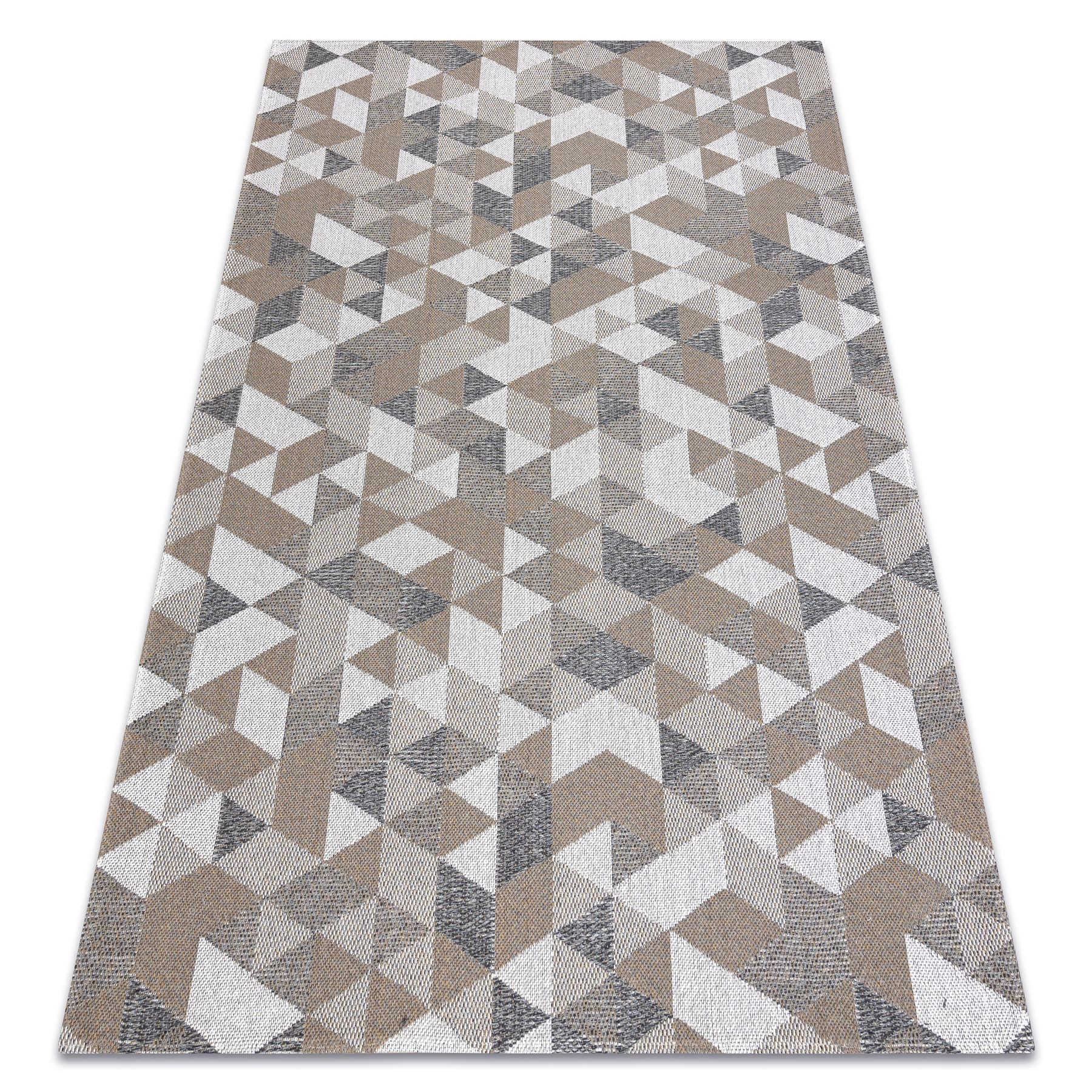 Dywan CASA Ekologiczny, EKO SIZAL Boho Trójkąty 2816 krem / taupe, z bawełny recyklingowanej beżowy 172x270 cm