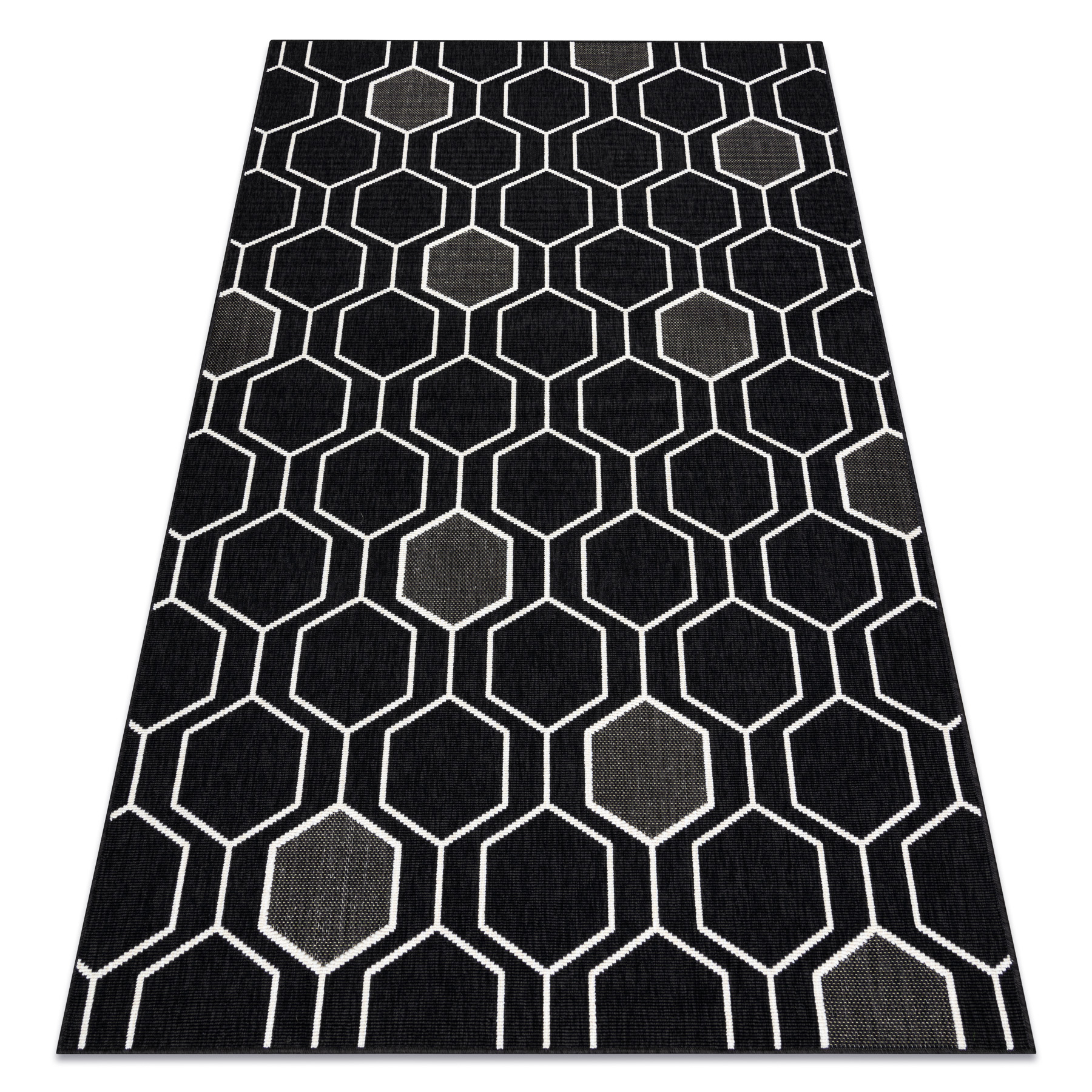 Dywan SPRING 20404993 Hexagon sznurkowy, pętelkowy - czarny 200x290 cm