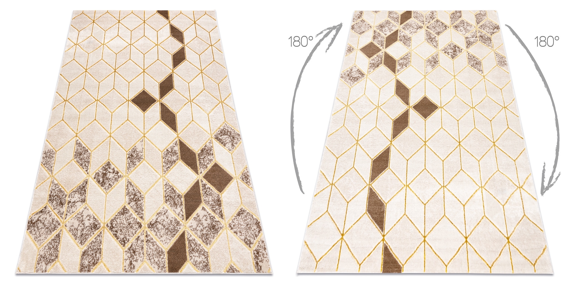 Dywan MEFE nowoczesny B400 Kostka, geometryczny 3D - Strukturalny, dwa poziomy runa krem / beż beżowy 140x190 cm