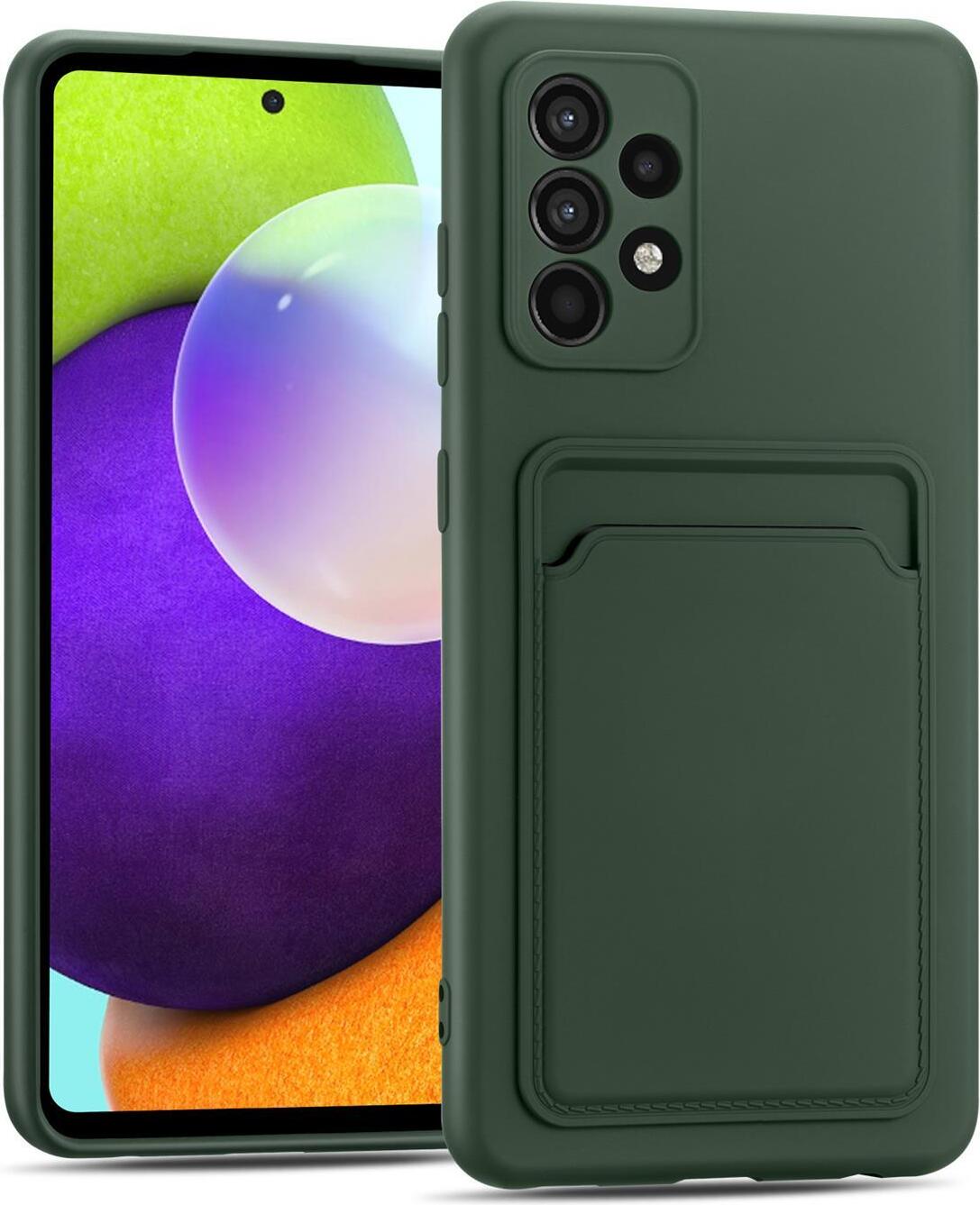 Etui na telefon komórkowy Samsung Galaxy A72 silikonowe etui ochronne z kieszenią na kartę Slim Wallet Case, zielone