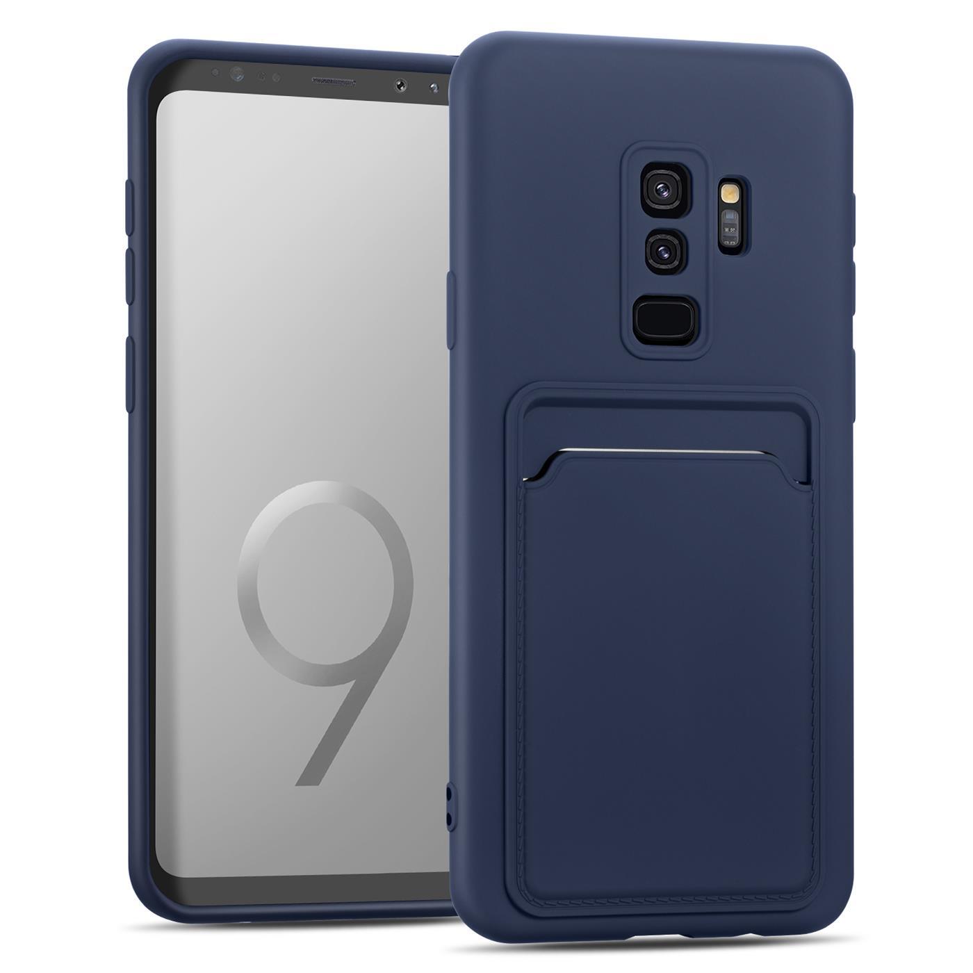Etui na telefon komórkowy Samsung Galaxy S9 silikonowe etui ochronne z kieszenią na kartę Slim Wallet Case, niebieskie