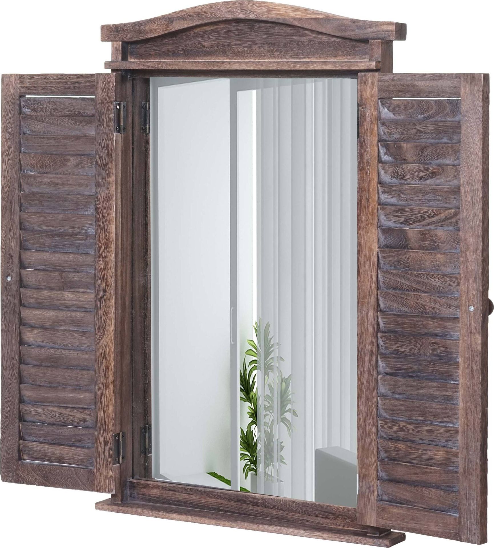 Lustro ścienne Lustro łazienkowe Lustro łazienkowe okno z okiennicami, 71x46x5cm ~ shabby brown