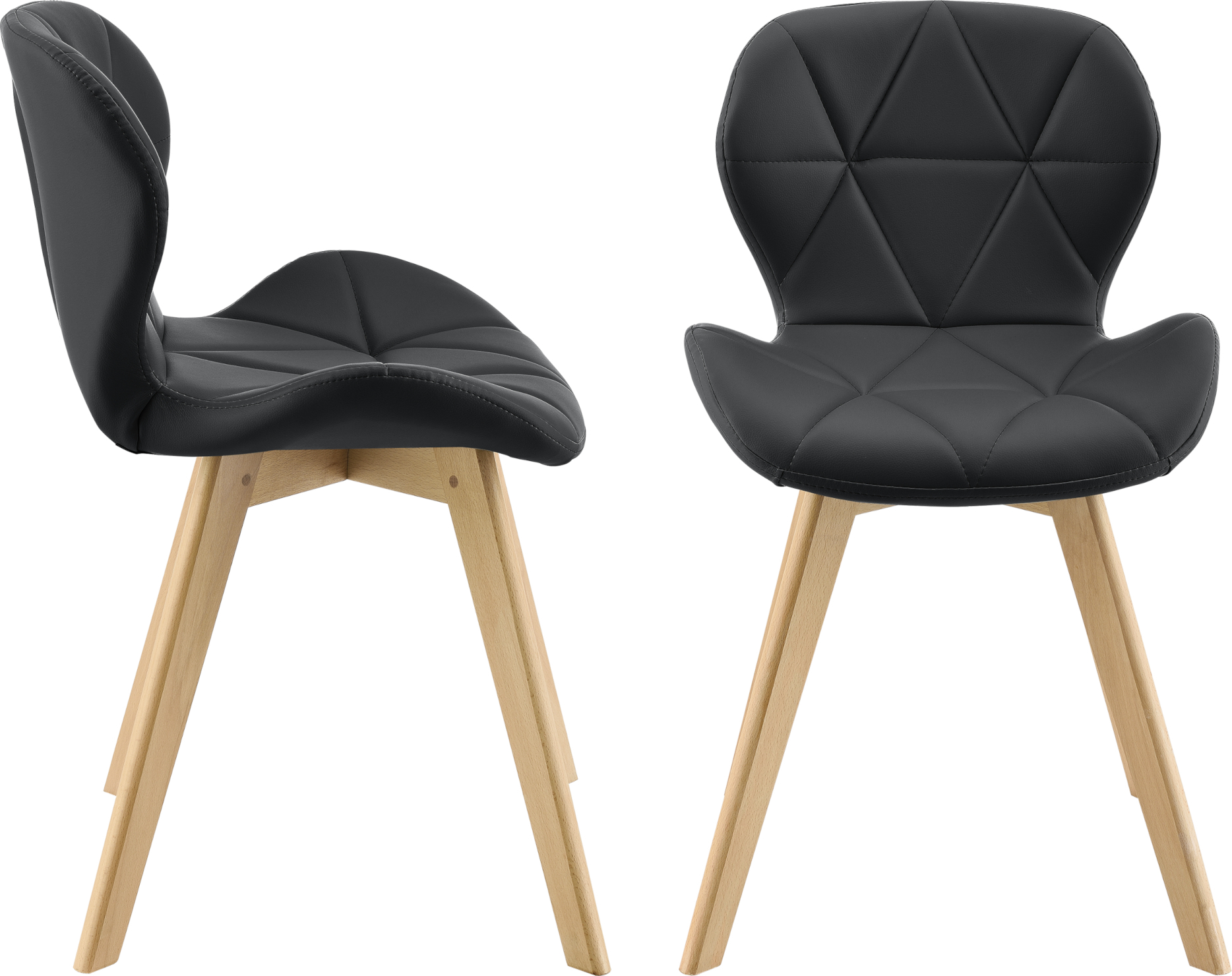 Krzesło do jadalni Älmhult zestaw 2 krzeseł bukowych 81x57 cm ze sztucznej skóry Krzesło do salonu Krzesło kuchenne Czarne
