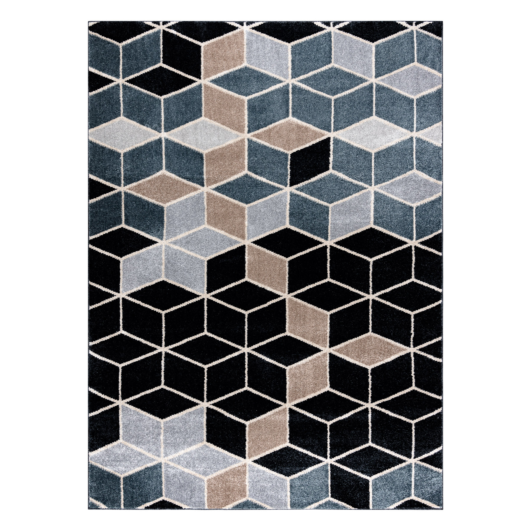 Dywan POLI 9139A Cube kostka 3D / szary czarny 140x190 cm