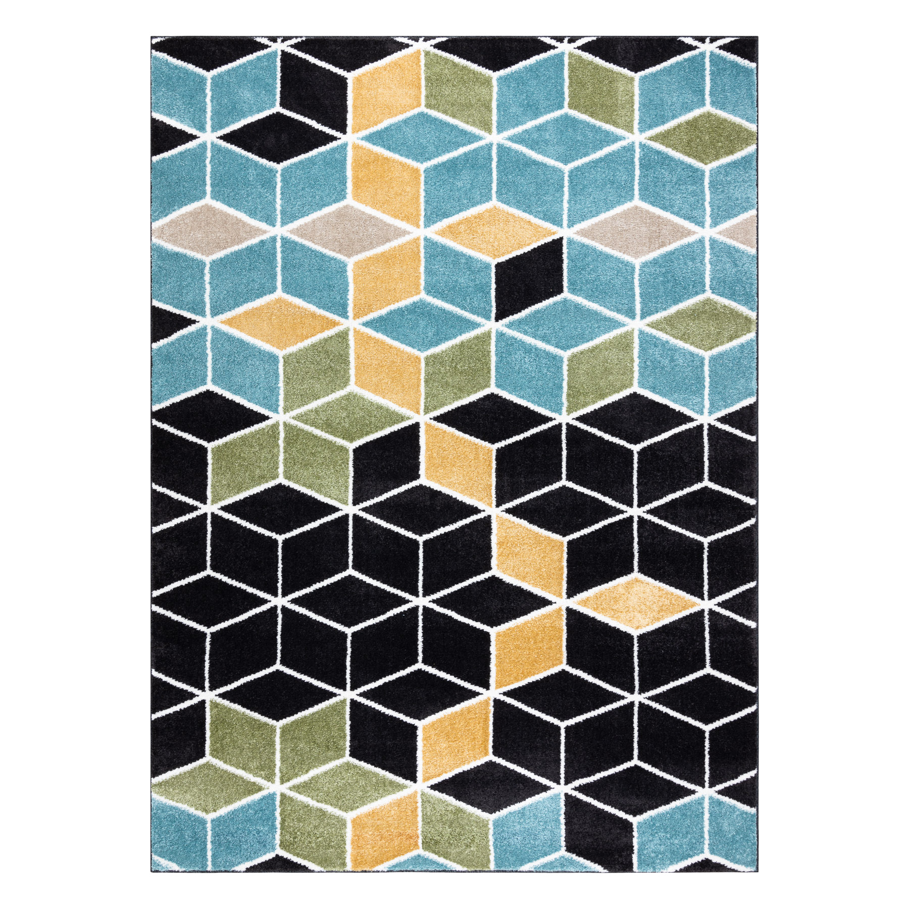 Dywan POLI 9139A Cube kostka 3D / niebieski czarny 140x190 cm