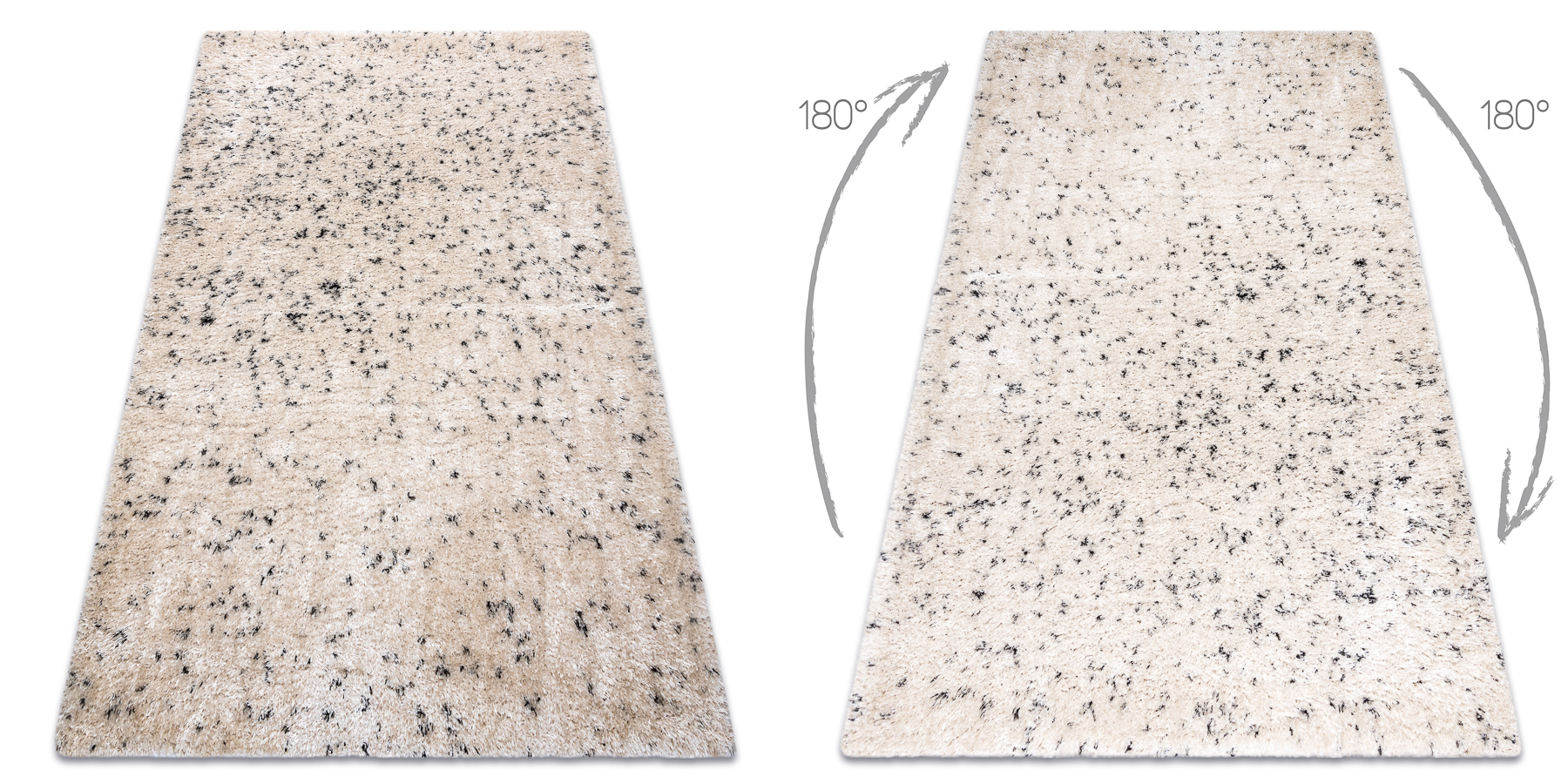 Dywan FLUFFY 2372 shaggy sól i pieprz - krem / antracyt beżowy 160x220 cm