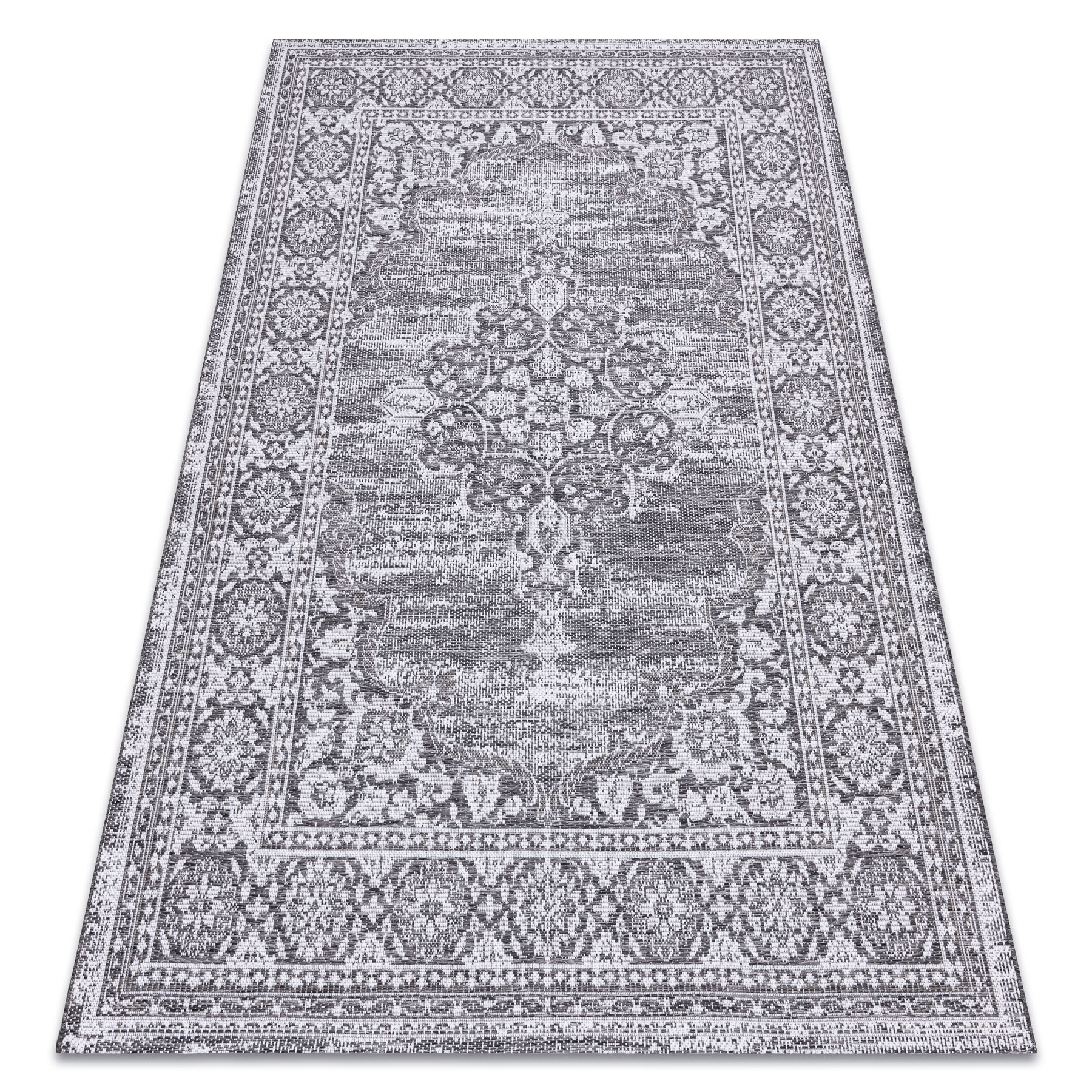 Dywan SZNURKOWY SIZAL LOFT 21213 Ornament / srebrny / kość słoniowa szary 160x230 cm