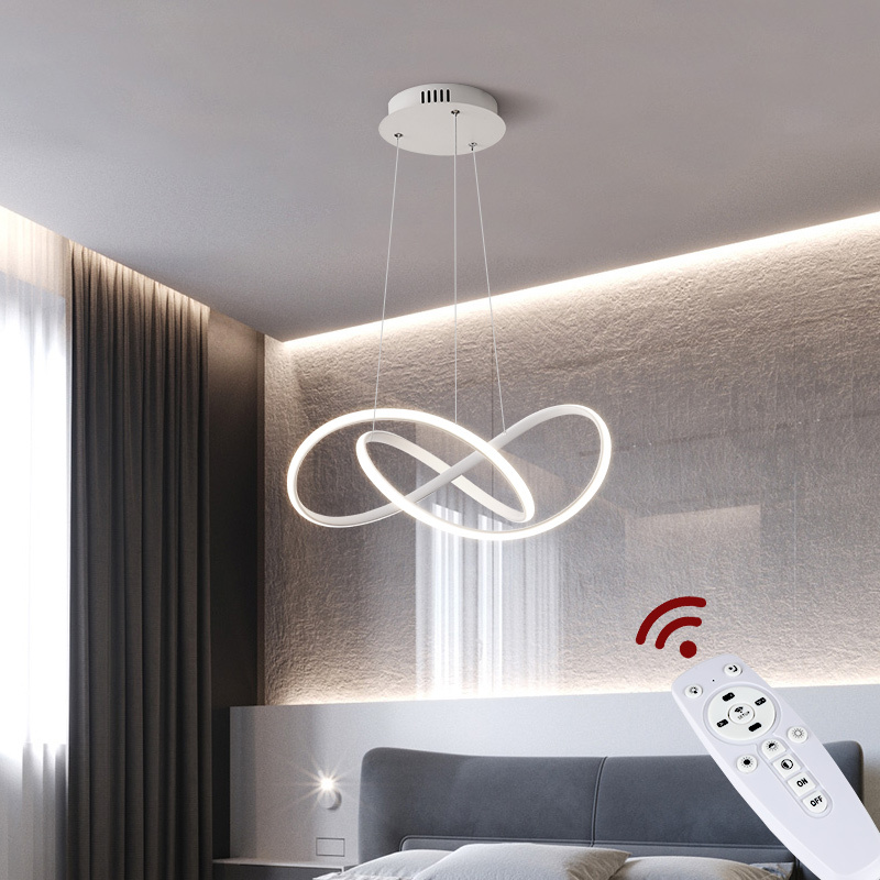Eurotondisplay lampa wisząca LED 9642 biała 50cm wysokość 120cm 96W pilot zdalnego sterowania regulacja barwy/jasności światła ściemnialny klosz akrylowy biały lakierowany