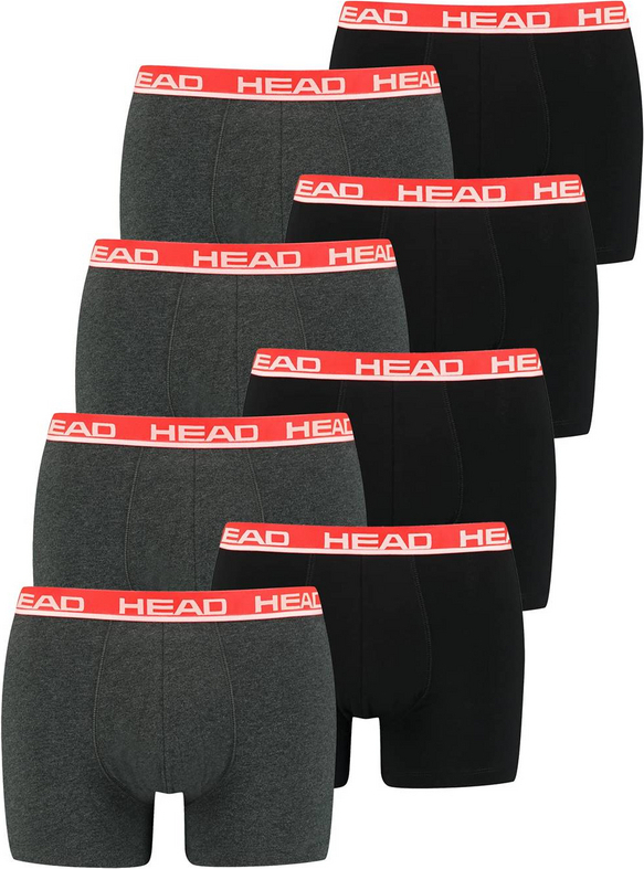 Bokserki męskie HEAD, 2-pak - Basic, bawełna stretch, gładkie, szary/pomarańczowy XL