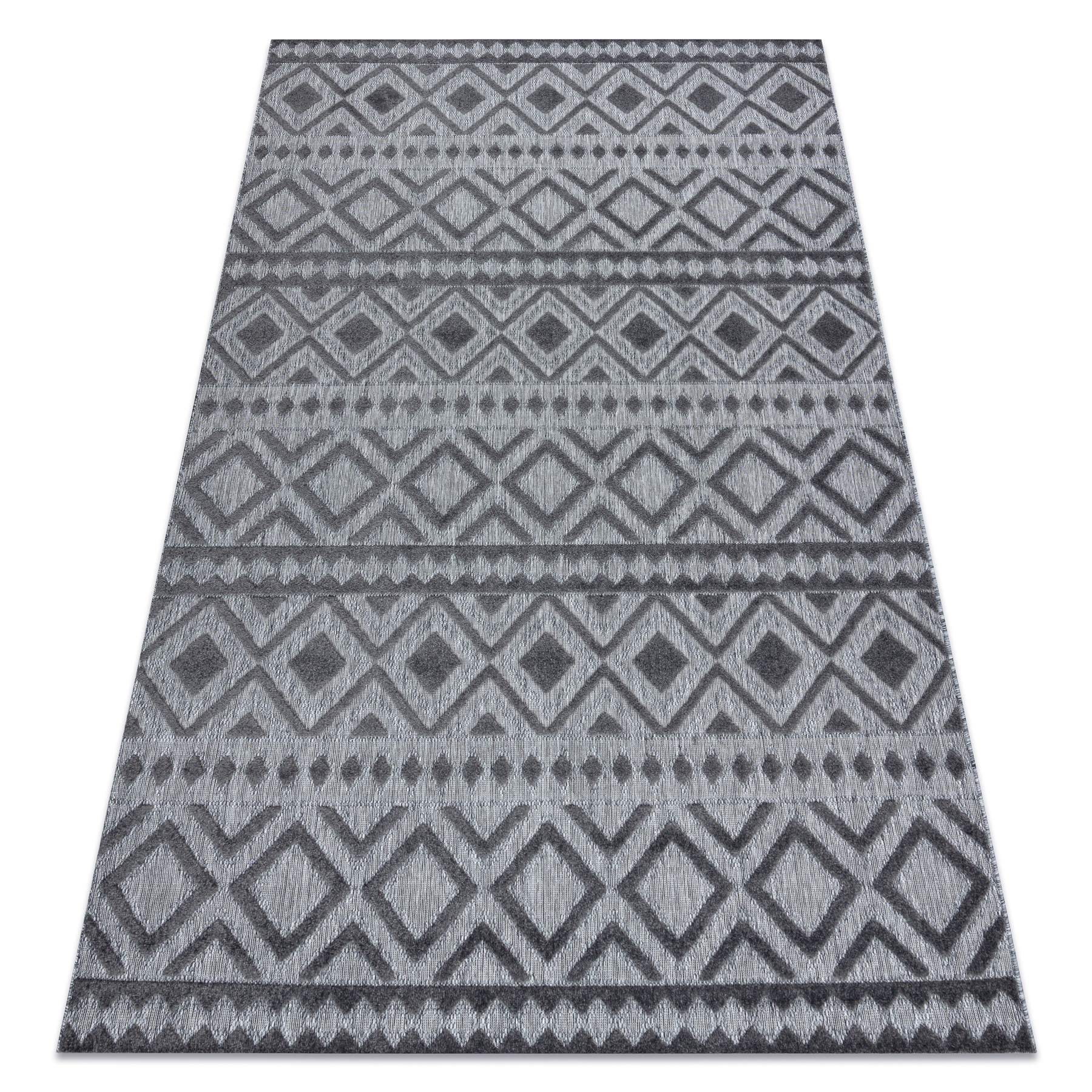 Dywan Strukturalny SOLE D3852 Boho, romby - płasko tkany szary 80x250 cm