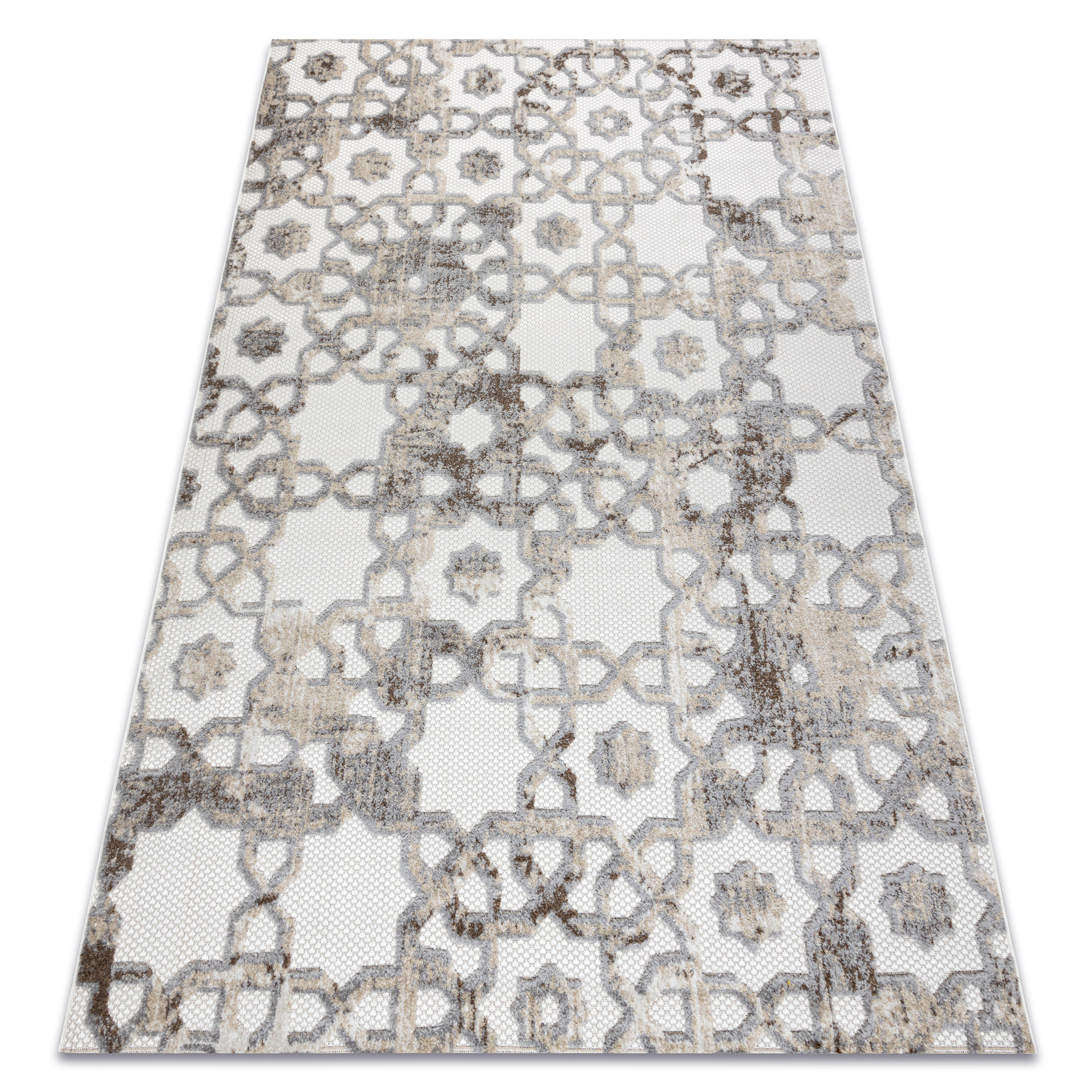 Dywan Strukturalny SOLE D3882 Ornament - płasko tkany beż / szary beżowy 180x270 cm
