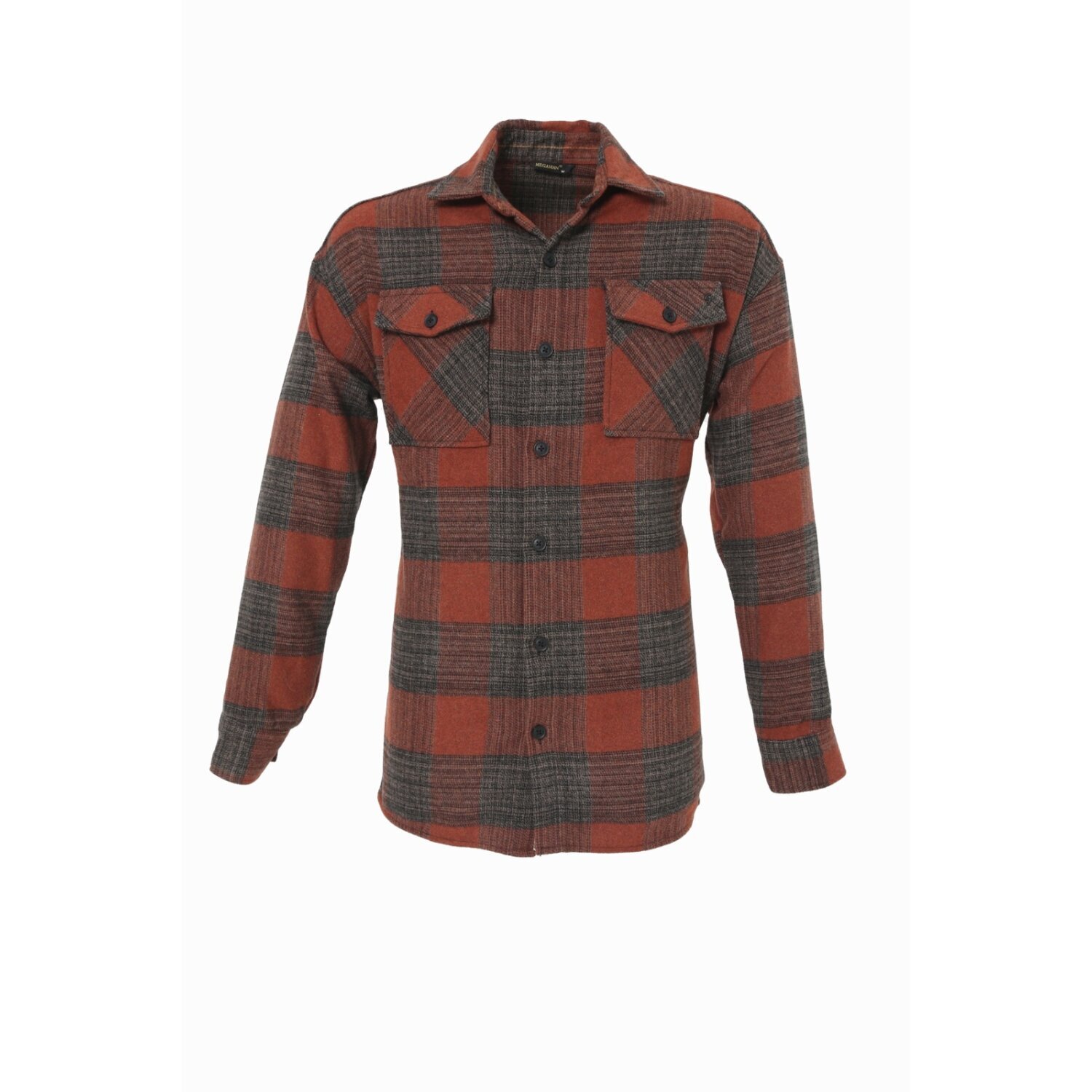Koszula flanelowa H-265 koszula flanelowa w kratę koszula męska koszula drwala bawełniana kieszeń na piersi pomarańczowa 2XL