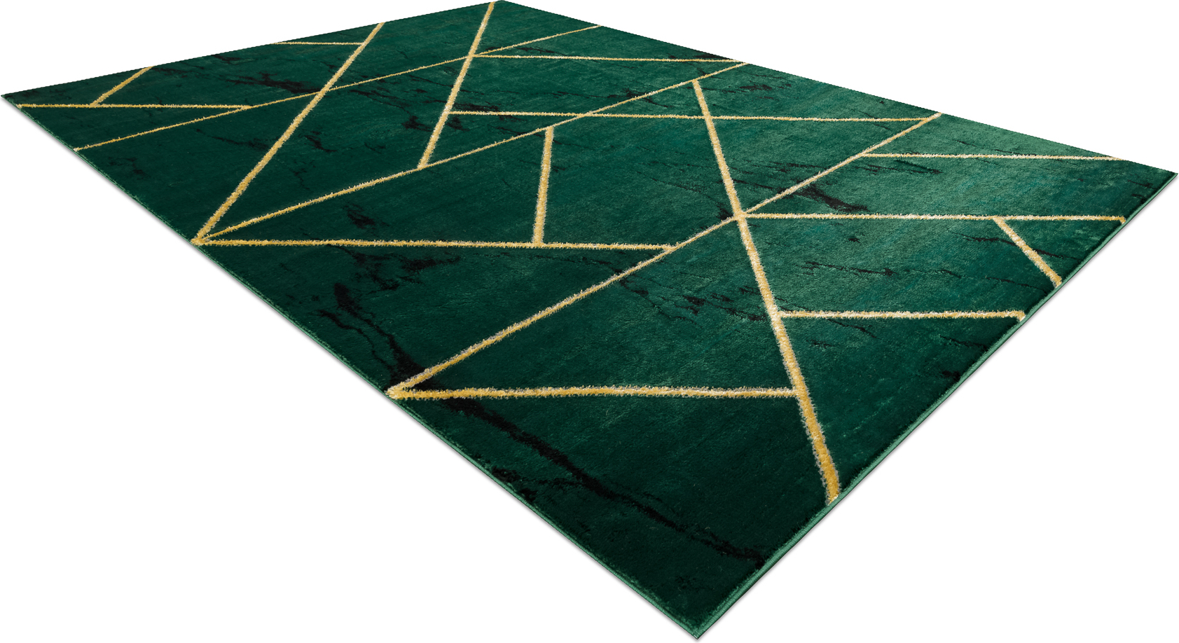 Dywan EMERALD ekskluzywny 1012 glamour, stylowy geometryczny, marmur butelkowa zieleń / złoty zielony 200x290 cm