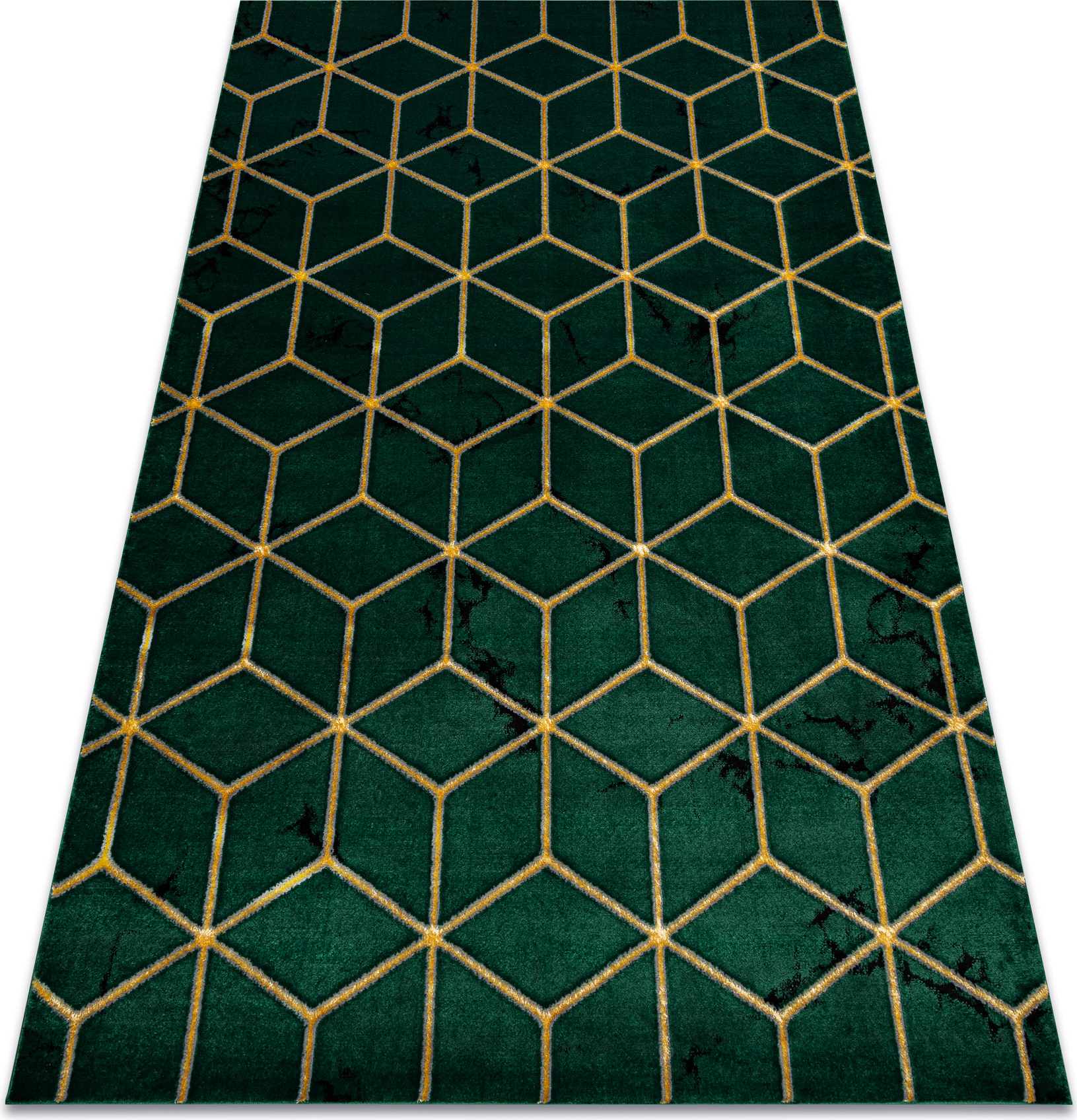 Dywan EMERALD ekskluzywny 1014 glamour, stylowy kostka butelkowa zieleń / złoty zielony 160x220 cm