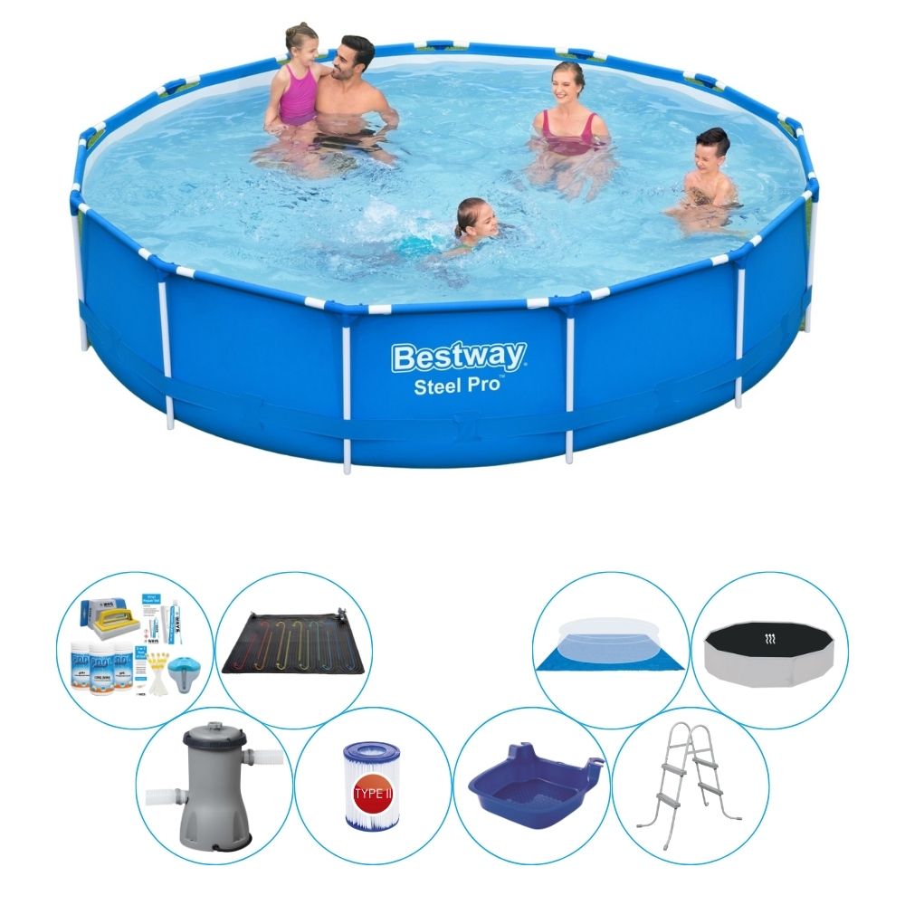 Basen wraz z akcesoriami - Bestway Steel Pro 396x84 cm okrągły