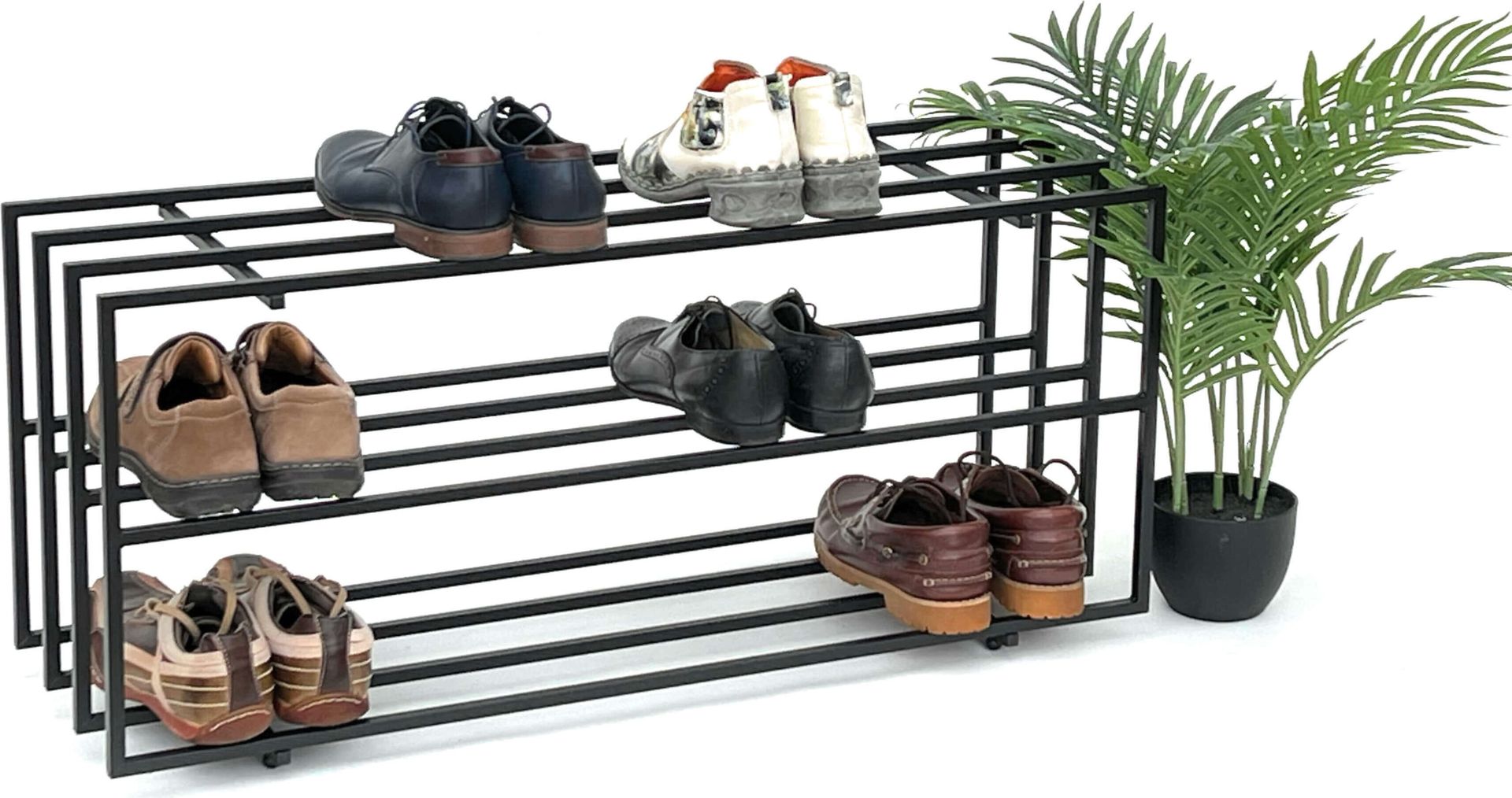 DanDiBo Stojak na buty metalowy czarny 3 poziomy 96552 Stojak na buty Stojak na buty nowoczesny Solidna szafka na buty Półka