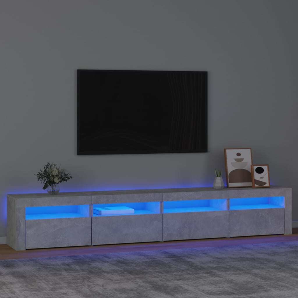 Living Store szafka pod telewizor z oświetleniem LED betonowa szara 240x35x40 cm
