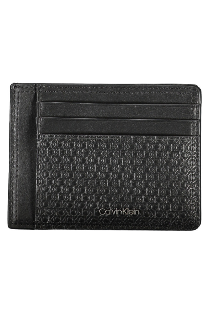 Calvin Klein Elegancki czarny skórzany miętowy portfel z etui na karty