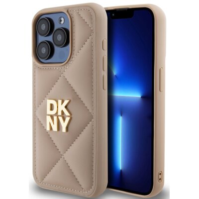 Etui DKNY Quilted Stack Logo do Apple iPhone 15 Pro Max Beżowy