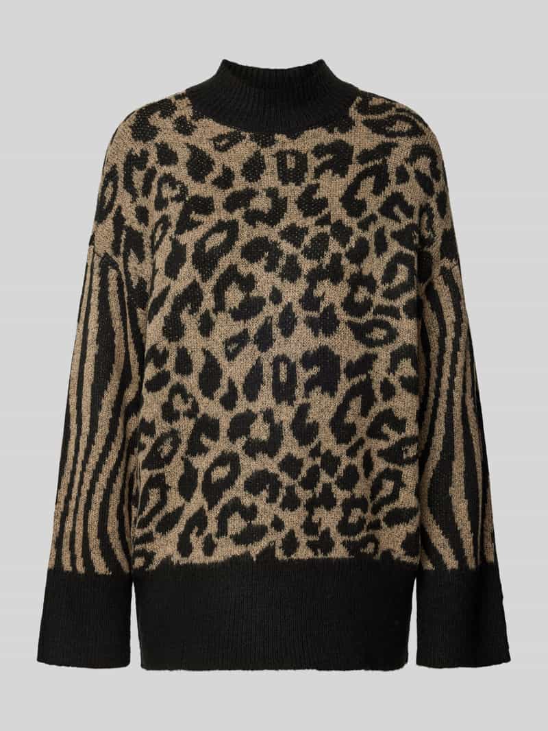 Sweter z dzianiny o kroju regular fit ze zwierzęcym nadrukiem model ‘MARS’