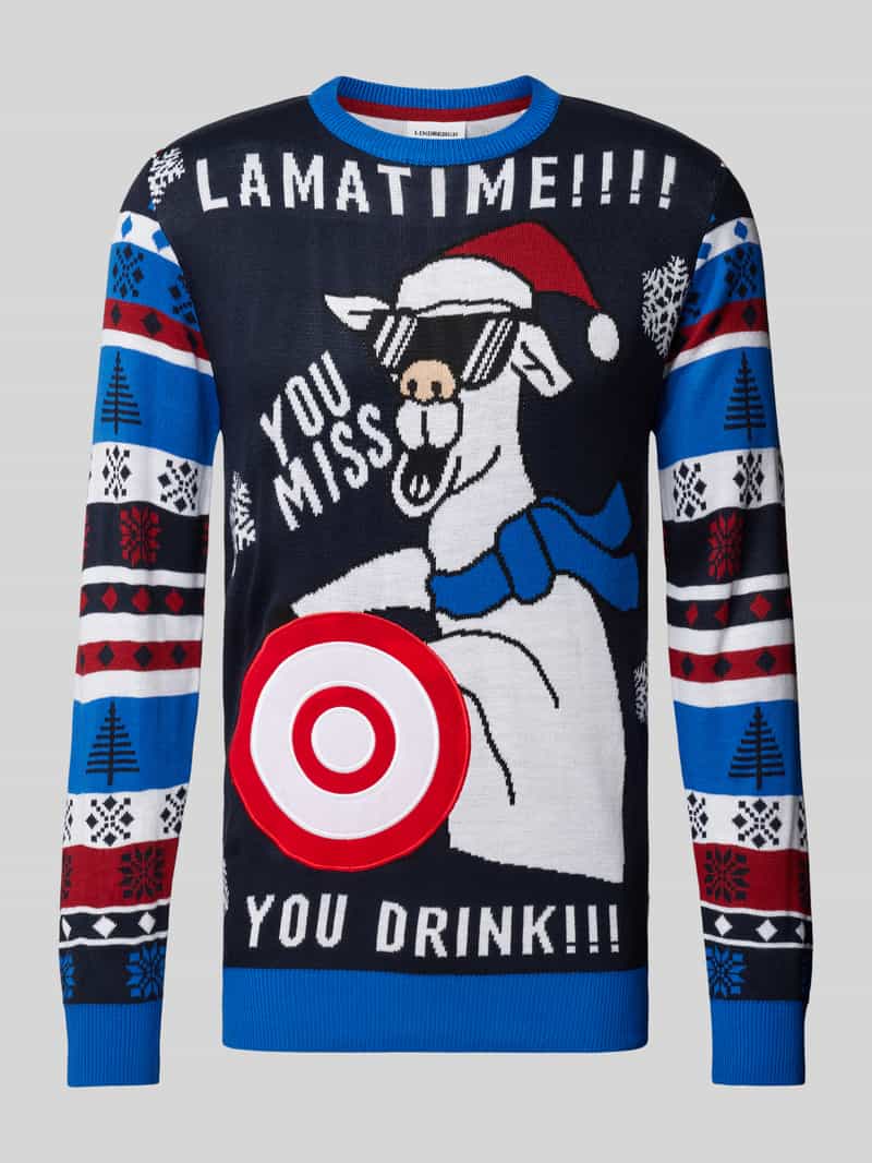 Sweter świąteczny z wiskozy z wyhaftowanym motywem