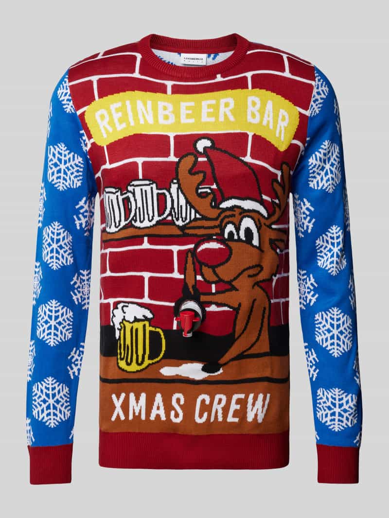 Sweter świąteczny z wiskozy z wyhaftowanym motywem