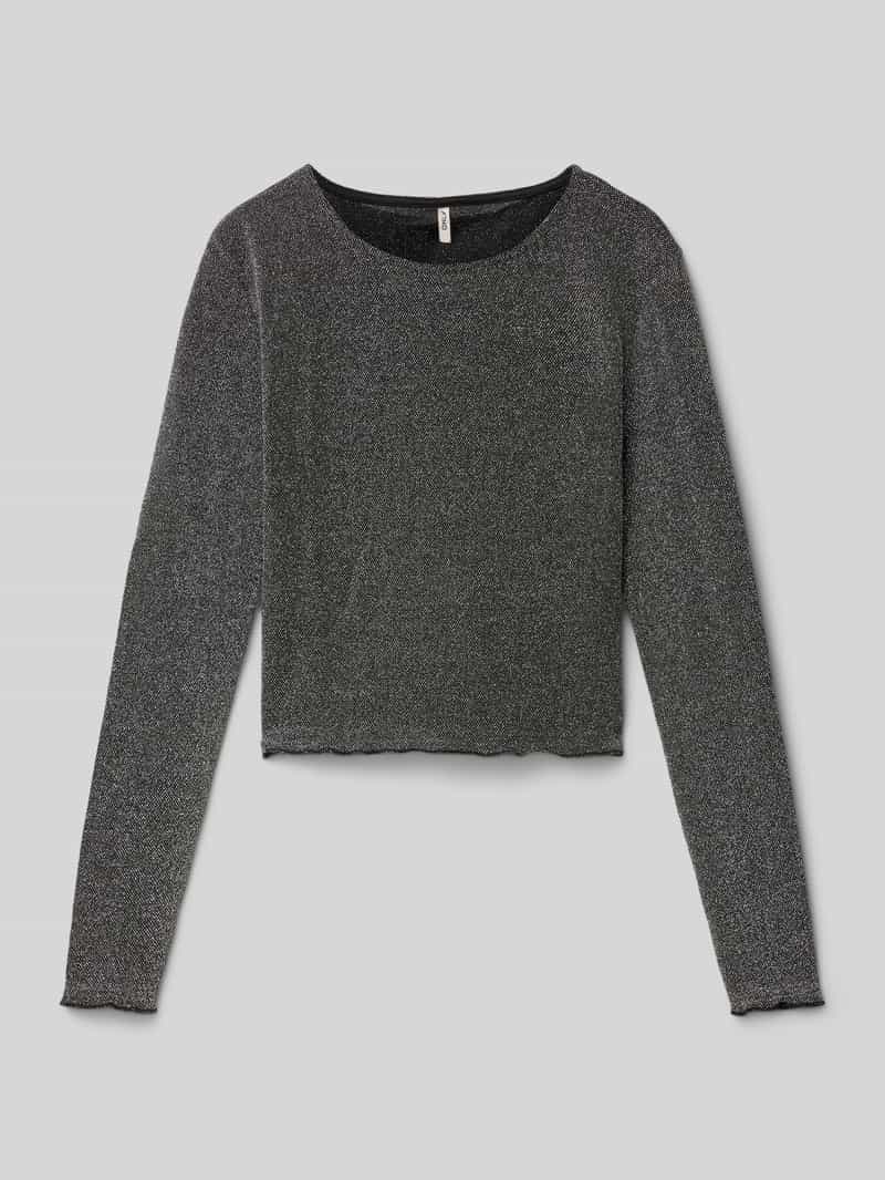 Bluzka o kroju slim fit z długim rękawem, efektowną przędzą i falbanami model ‘QUEEN’