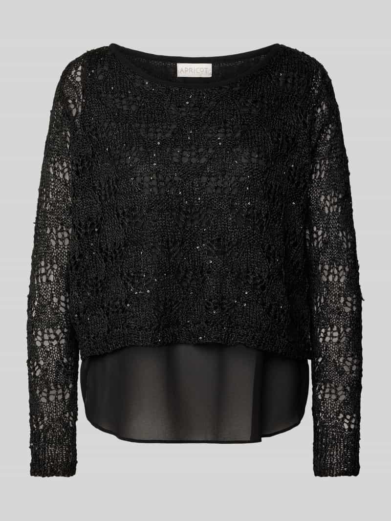 Sweter z dzianiny z cekinowym obszyciem
