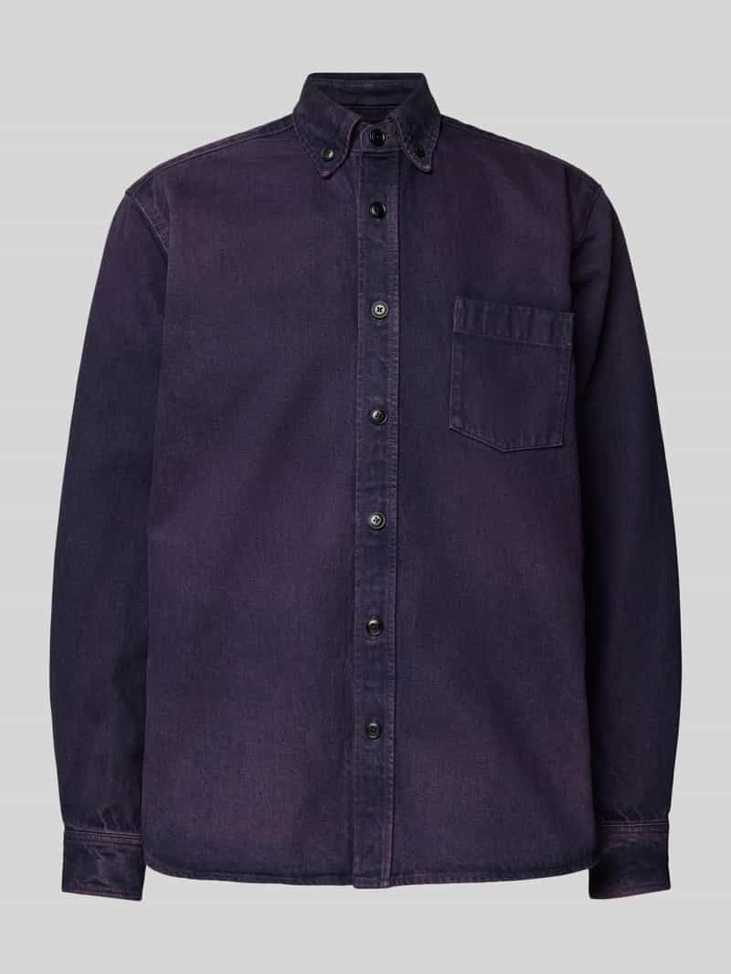 Kurtka koszulowa jeansowa o kroju regular fit z kołnierzykiem typu button down model ‘Lambey’