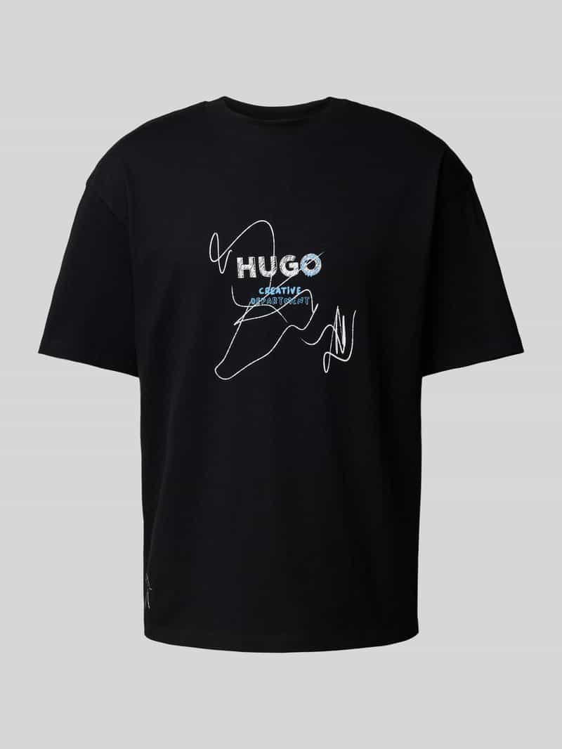 T-shirt o kroju oversized z wiskozy model ‘Nabion’