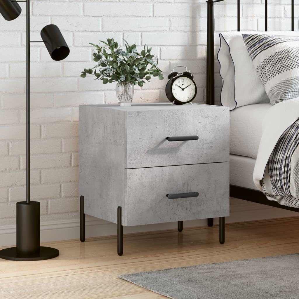 vidaXL Stolik nocny betonowy szary 40x35x47,5 cm materiał drewnopochodny - Stolik nocny - Szafki nocne - Szafa - Szafka nocna