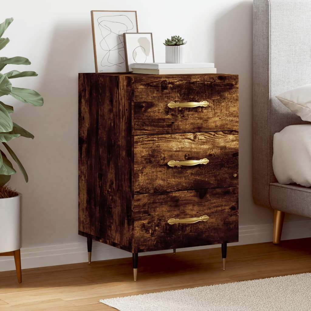 vidaXL Szafka nocna dąb wędzony 40x40x66 cm materiał drewnopochodny - Szafka nocna - Szafki nocne - Szafa - Szafka nocna