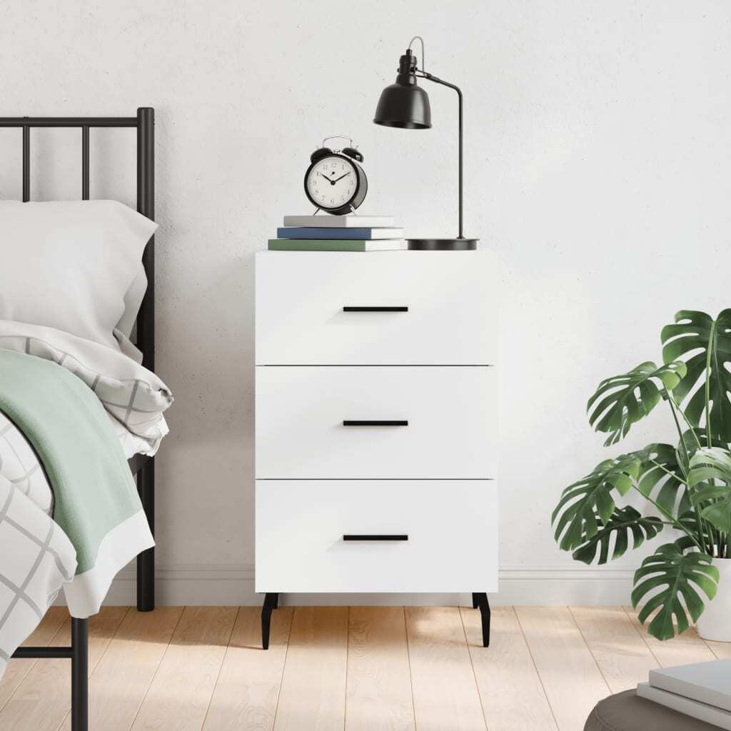 vidaXL Stolik nocny biały 40x40x66 cm materiał drewnopochodny - Stolik nocny - Szafki nocne - Szafka - Szafka nocna
