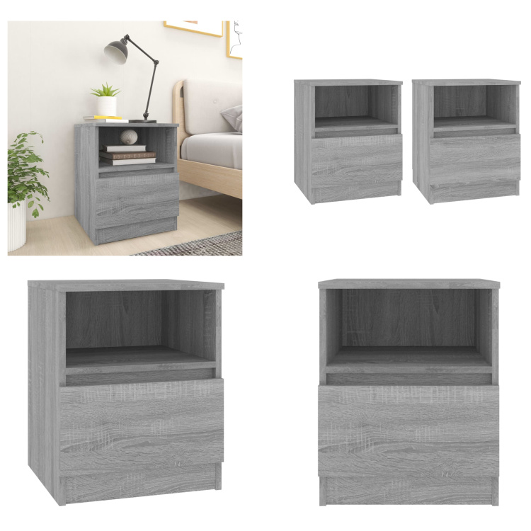 vidaXL Szafki nocne 2 szt. Szara Sonoma 40x40x50 cm Materiał drewnopochodny - Stolik nocny - Szafki nocne - Szafa - Szafka nocna