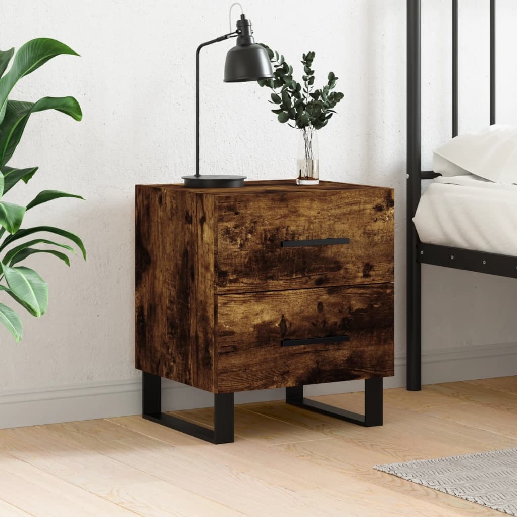 vidaXL Szafka nocna dąb wędzony 40x35x47,5 cm materiał drewnopochodny - Szafka nocna - Szafki nocne - Szafa - Szafka nocna