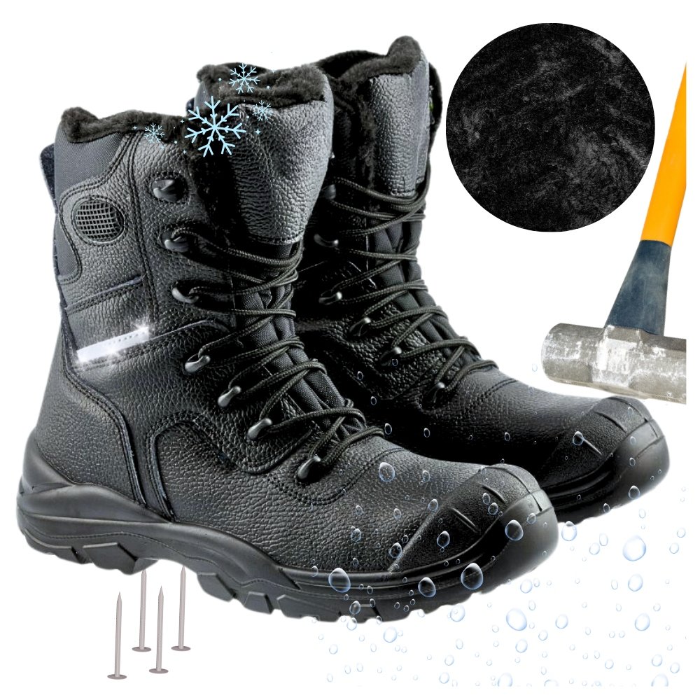 Wysokie buty robocze męskie Zimowe Ocieplane Wodoodporne z Noskiem BHP r.46